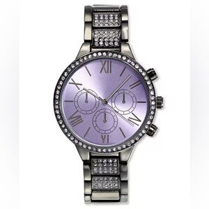 NIB Women's Glitzy Black-Tone Bracelet Watch